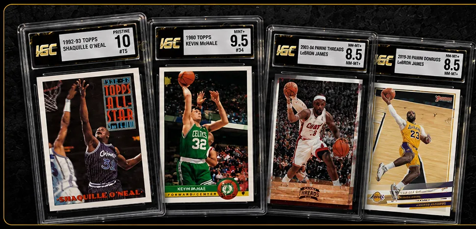 Four graded cards in IGC slabs, labeled with 10, 9.5 and 8.5 grades.