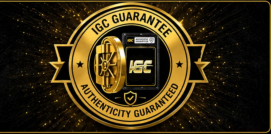 The IGC guarantee seal — a gold authenticity emblem.